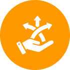 Decision-making icon with arrows