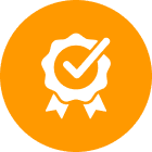 Certification icon with ribbon and check