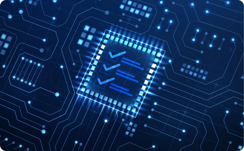 Circuit board with checklist illustration